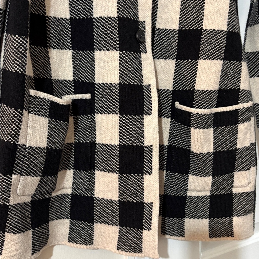 J. Jill Black and Cream Plaid Teddy Jacket - Picture 7 of 12